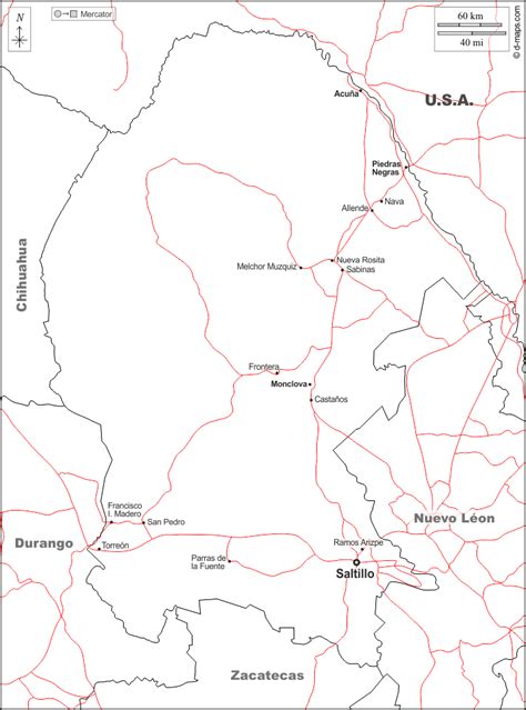 Coahuila Mapa Gratuito Mapa Mudo Gratuito Mapa En Blanco Gratuito