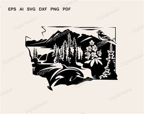 Washington State Svg The Evergreen State Svg Pacific Etsy