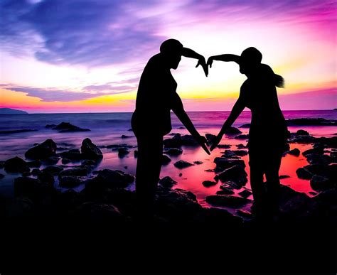 Hd Wallpaper Love Silhouette Couple Sunset Romance Romantic Together Wallpaper Flare
