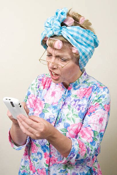 Old Lady In Curlers Night Gown Stock Photos Pictures And Royalty Free