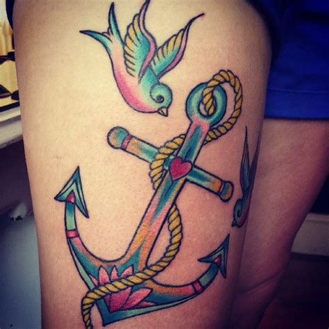 Girly Thigh Tattoo Pictures Anchor Tattoos Picture Tattoos Leg Tattoos