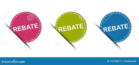 Rebate Web Button Colorful Vector Icons Isolated On White Stock