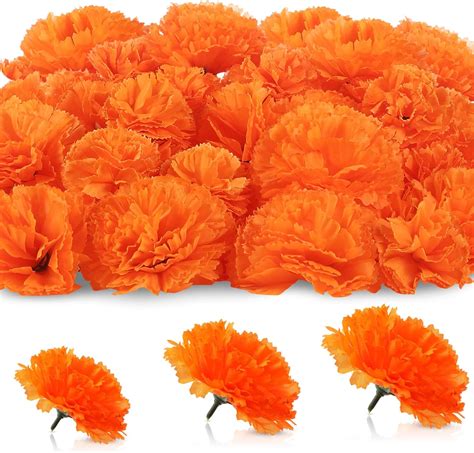 80 pcs day of the dead flower artificial marigold flowers fake marigold flowers head