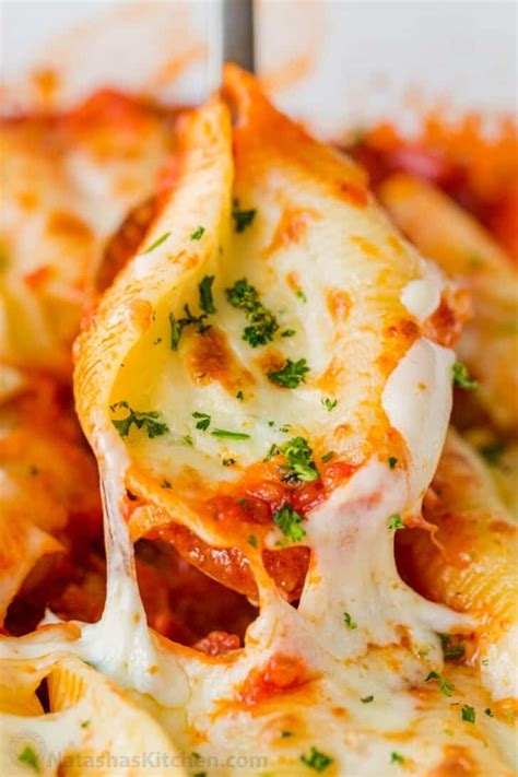 Stuffed Shells Filled With Ricotta Parmesan And Melty Mozzarella