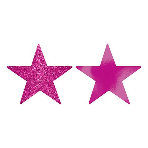 Star 5 Glitter And Foil Cutout Bright Pink Big W