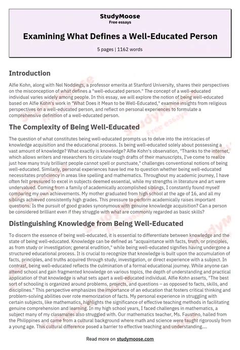 Examining What Defines A Well Educated Person Free Essay Example
