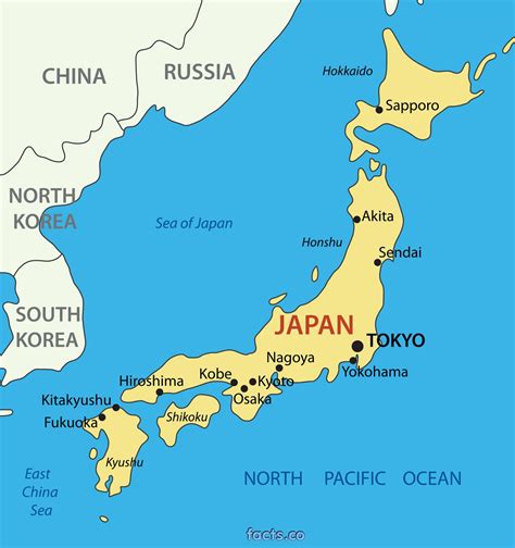 Japan Major Cities Map Japan Map With Major Cities Eastern Asia Asia
