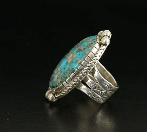 Native American Sterling Silver Natural Morenci Turquoise Ring Navajo