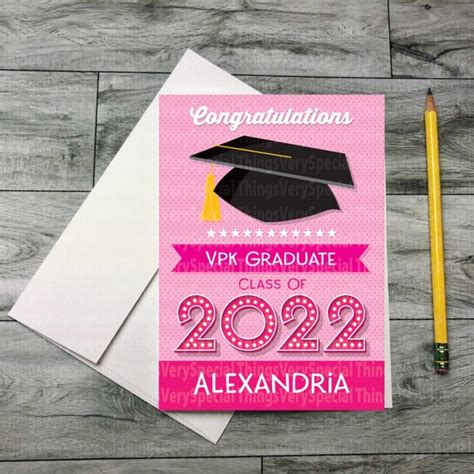 Vpk Graduation Card Personalized Vpk Graduation Card For 2022 Etsy