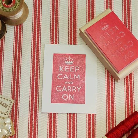 Keep Calm And Carry On Hand Carved Rubber Stamp By Skull And Cross Buns