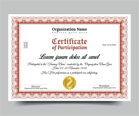 Certificate Of Participation Template Free Vector 7722018 Vector Art At