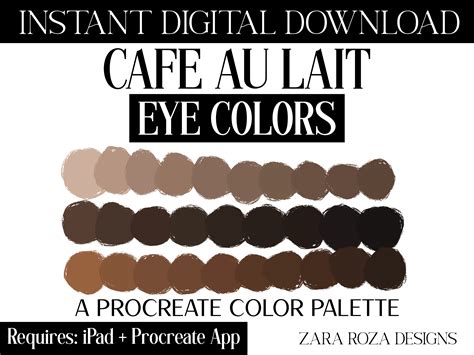 Cafe Au Lait Eye Color Palette Procreate Graphic By Zararozadesigns