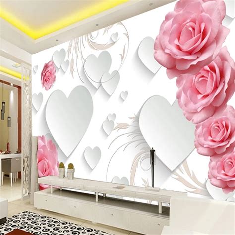 Floral Wallpapers Modern Romantic Rose Flower Wall Murals Red Rose Hd