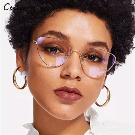 Trendy Clear Lens Cat Eye Glasses Women 2019 Vintage Metal Spectacle Frames Fake Glasses