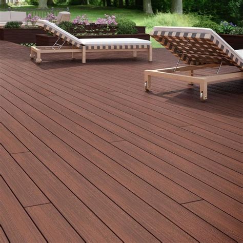 Tropics Distressed 12 Ft Cherrywood Grooved Composite Deck Board In The