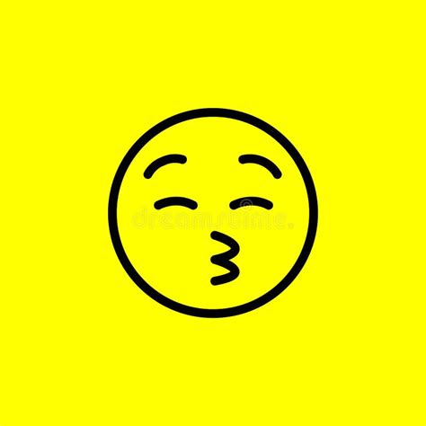 Fluitende Emoticon Of Kus Emoji Op Gele Achtergrond Positief