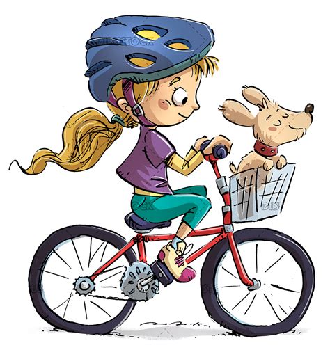 Niña En Bicicleta Con Su Perro Dibustock Ilustraciones Infantiles De