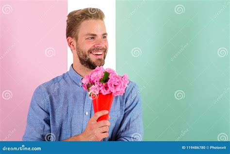 Best Flowers For Her Macho Holds Bouquet As Romantic T Boyfriend