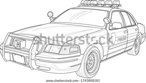 Police Car Realistic Sketch Vector Illustration Stock Vector Royalty