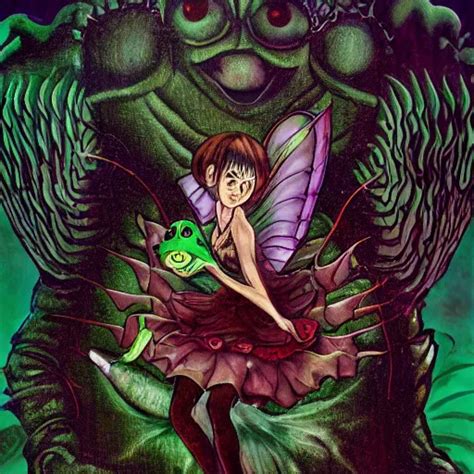 Scary Godlike Fairy In The Anime Style Of Junji Ito Stable