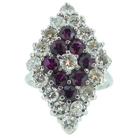 vintage ruby and diamond marquise cocktail cluster ring circa 1980s for sale at 1stdibs