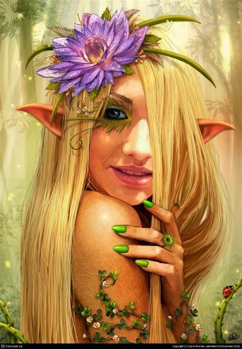 female elf with lotus blossom spring elf fairy art art