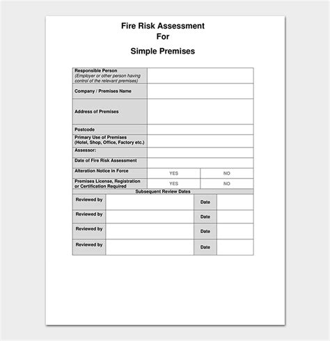 Fire Risk Assessment Small Template Fill Online Printable Fillable