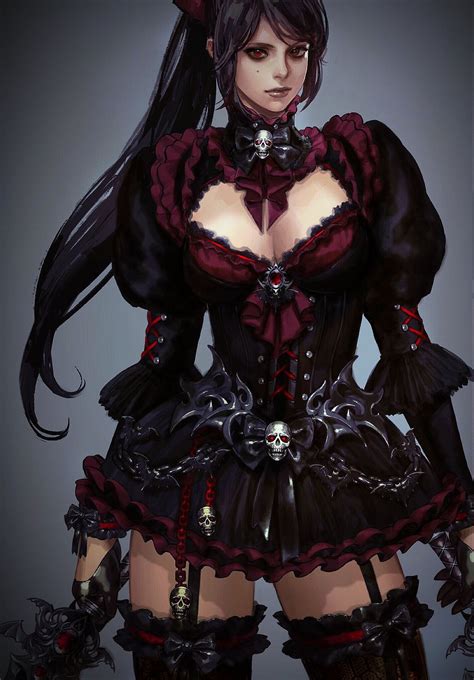Pretty Gothic Girl With Swords Oc Digital Drawing Artist