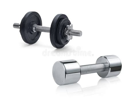 The Metal Dumbbell And Weights Isolated On White Background Stock Image