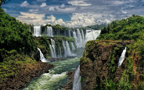 Download River Waterfall Nature Iguazu Falls Hd Wallpaper