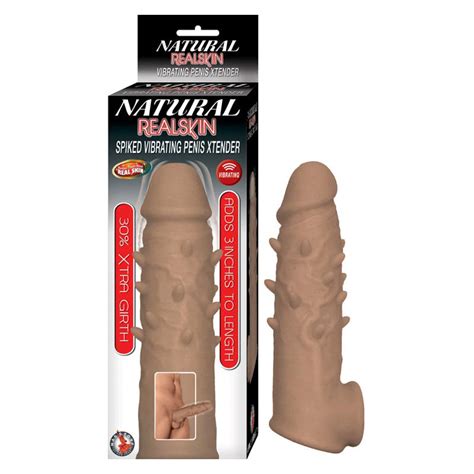 Natural Realskin Spiked Vibrating Penis Xtender Brown Shop