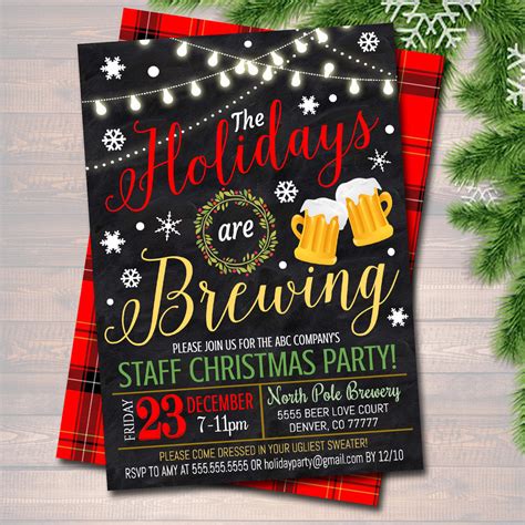 Holiday Brewery Party Invitation, Christmas Invitation, DIY Invite, Xm ...