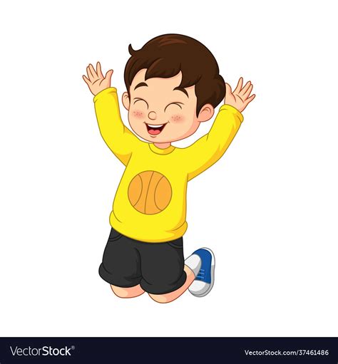 Cartoon Happy Boy And Jumping Royalty Free Vector Image