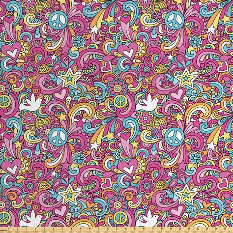 Groovy Fabric By The Yard Psychedelic Complex Funky Pastel Patterns