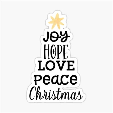 Joy Hope Love Peace Christmas Tree Sticker For Sale By Loveart60