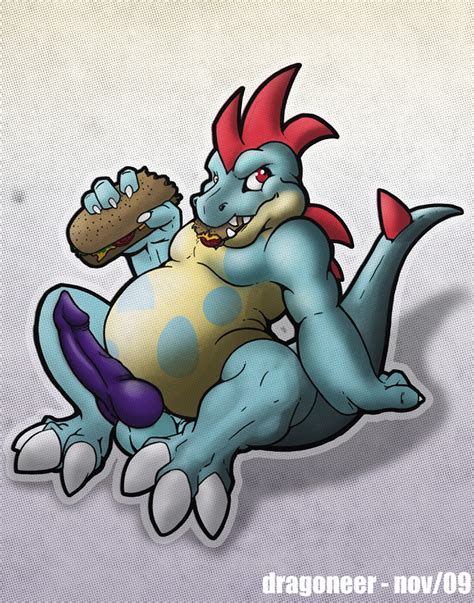 Rule 34 Color Croconaw Dragoneer Eating Erection Food Front View Looking At Viewer Male Male