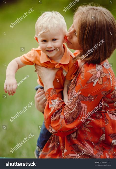 Mom Son Hug Each Other Tender Stock Photo Shutterstock