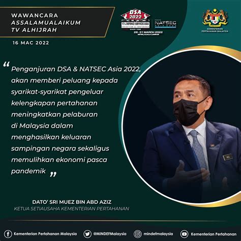 Mindef Malaysia On Twitter Penganjuran Dsa And Natsec Asia 2022 Akan