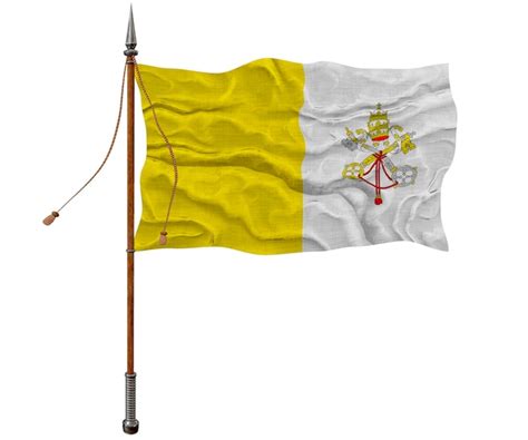 Bandera Nacional De La Ciudad Del Vaticano Fondo Con La Bandera De La