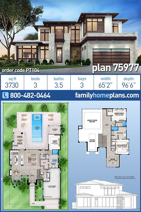 Contemporary Florida Modern House Plan 75977 With 3 Beds 4 Baths 3