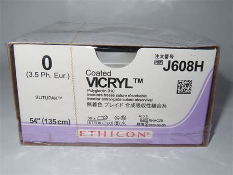 New Ethicon J608h Bx Coated Vicryl Absorbable Braided Polyglactin 910