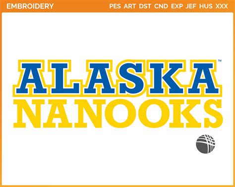 Alaska Nanooks College Sports Embroidery Logo In 4 Sizes Spln000073