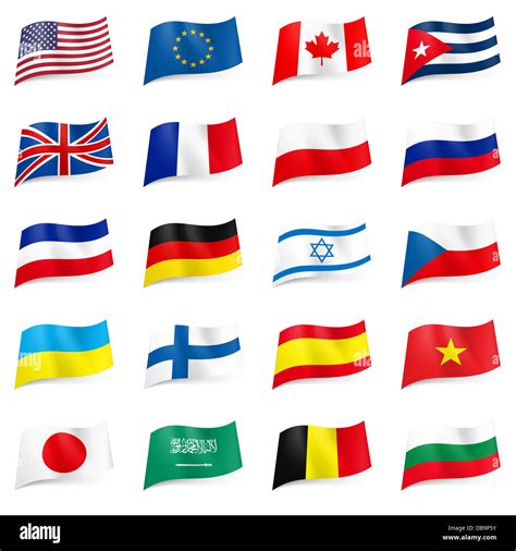 Set World Flags Icons Illustration On White Stock Photo Alamy