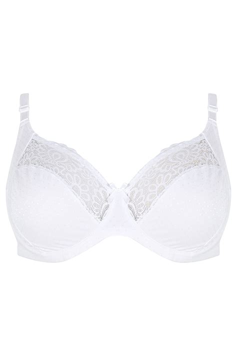 white cotton rich spot and lace underwired bra sizes 38dd to 48g yours clothing