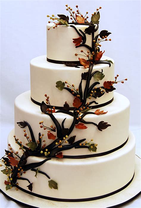 Fall Leaves Wedding Cake