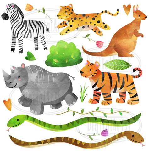 Safari Wild Animals Clipart Set By Digitalartsi Thehungryjpeg