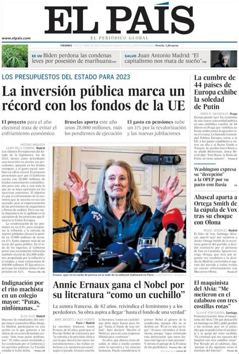 Periódico El País España Periódicos De España Edición De Viernes 7