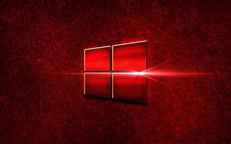 Descargar Fondos De Pantalla Windows 10 La Roja Insignia Del Metal De