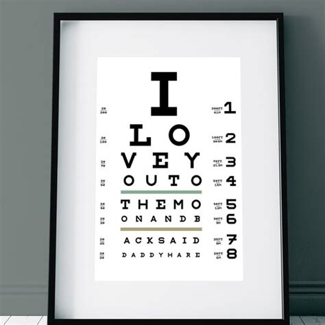 Custom Snellen Chart Personalised Eye Test Print Etsy Uk