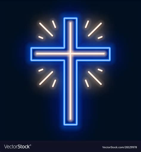 church cross neon sign glowing symbol royalty free vector